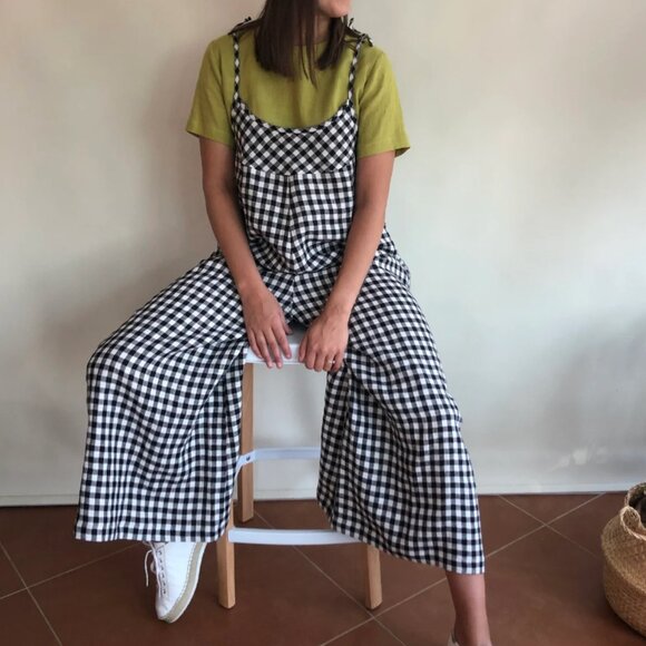NWOT Linen Overalls - Size S, Gingham - Picture 3 of 11